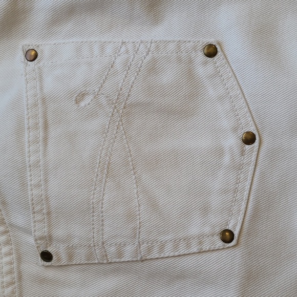 Vintage Liz Claiborne White Midi Jean Skirt with Antique Brass Rivets Size 10 - Picture 5 of 7